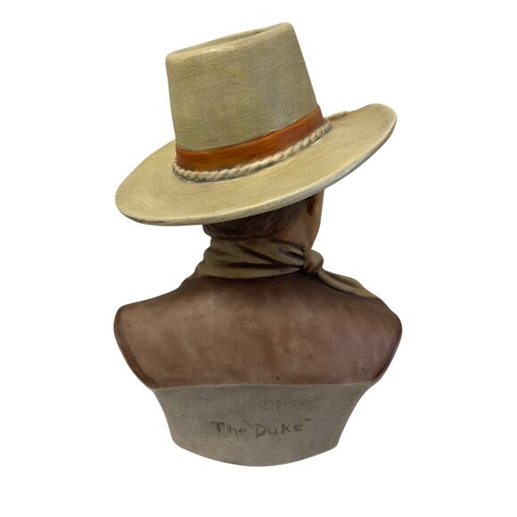 John Wayne "The Duke" 1985 Ceramic Bust Statue 10" x 5" Cowboy Hat  Scarf - Picture 3 of 7